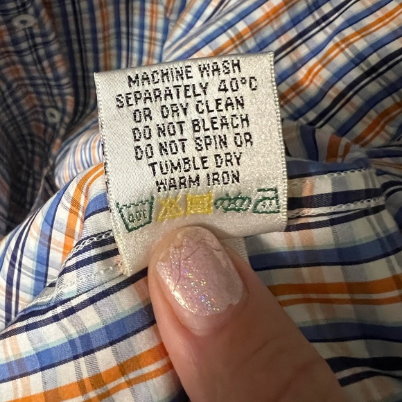 Bugatchi Plaid Shirt - Blue and Orange - Picture 7 of 8